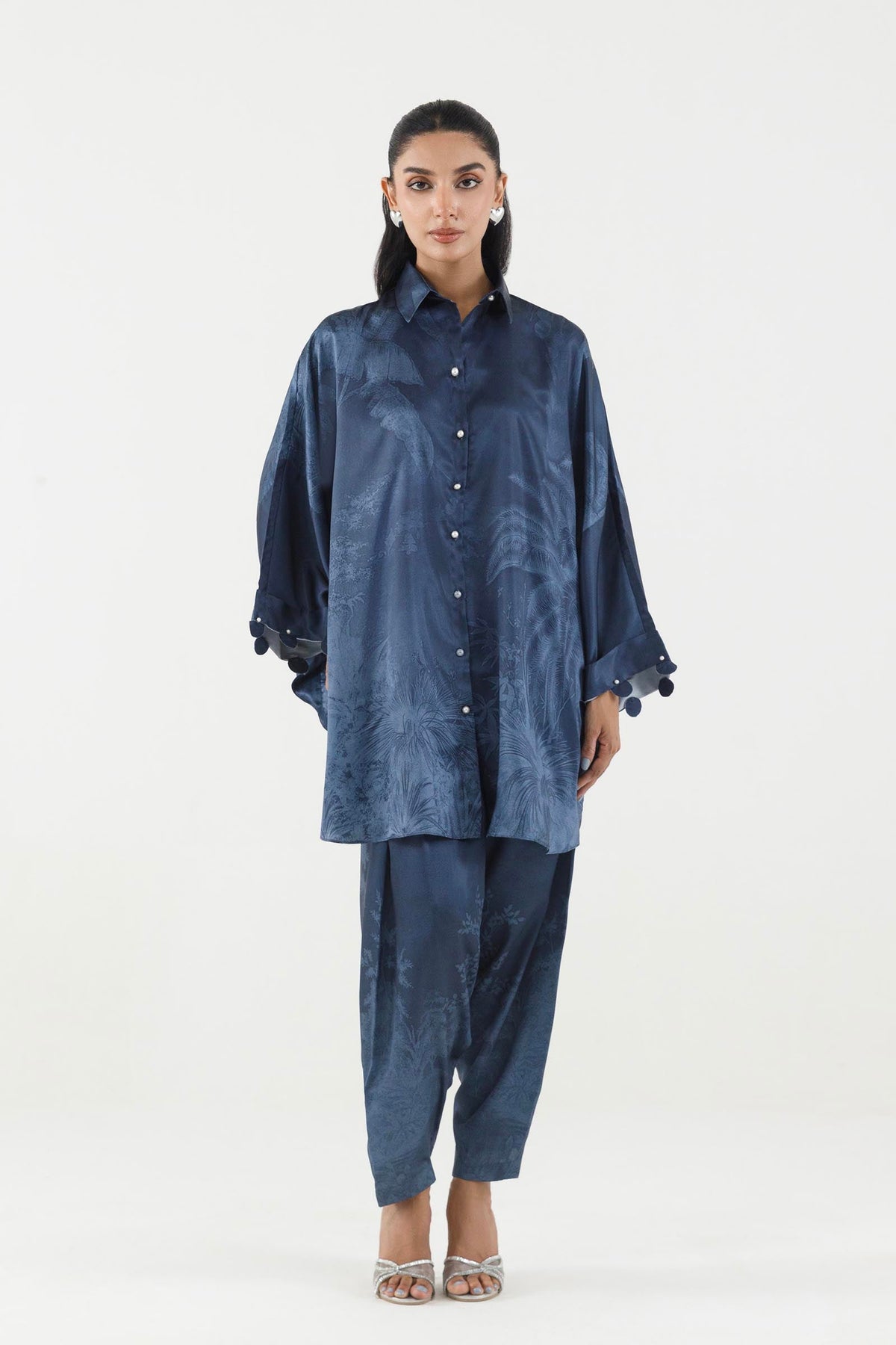 Stitched Printed Satin Shirt+ Shalwar
