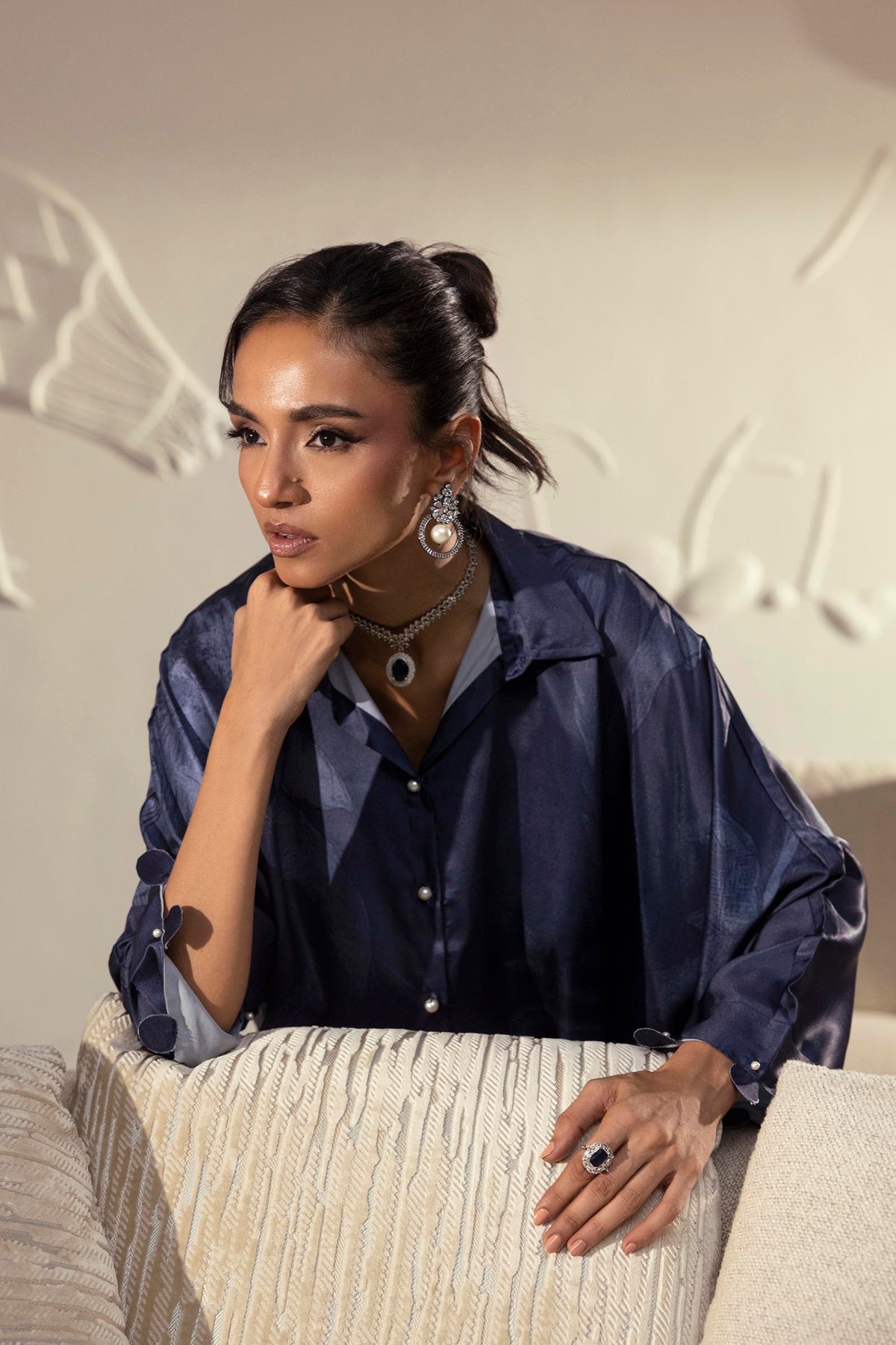 Stitched Printed Satin Shirt+ Shalwar