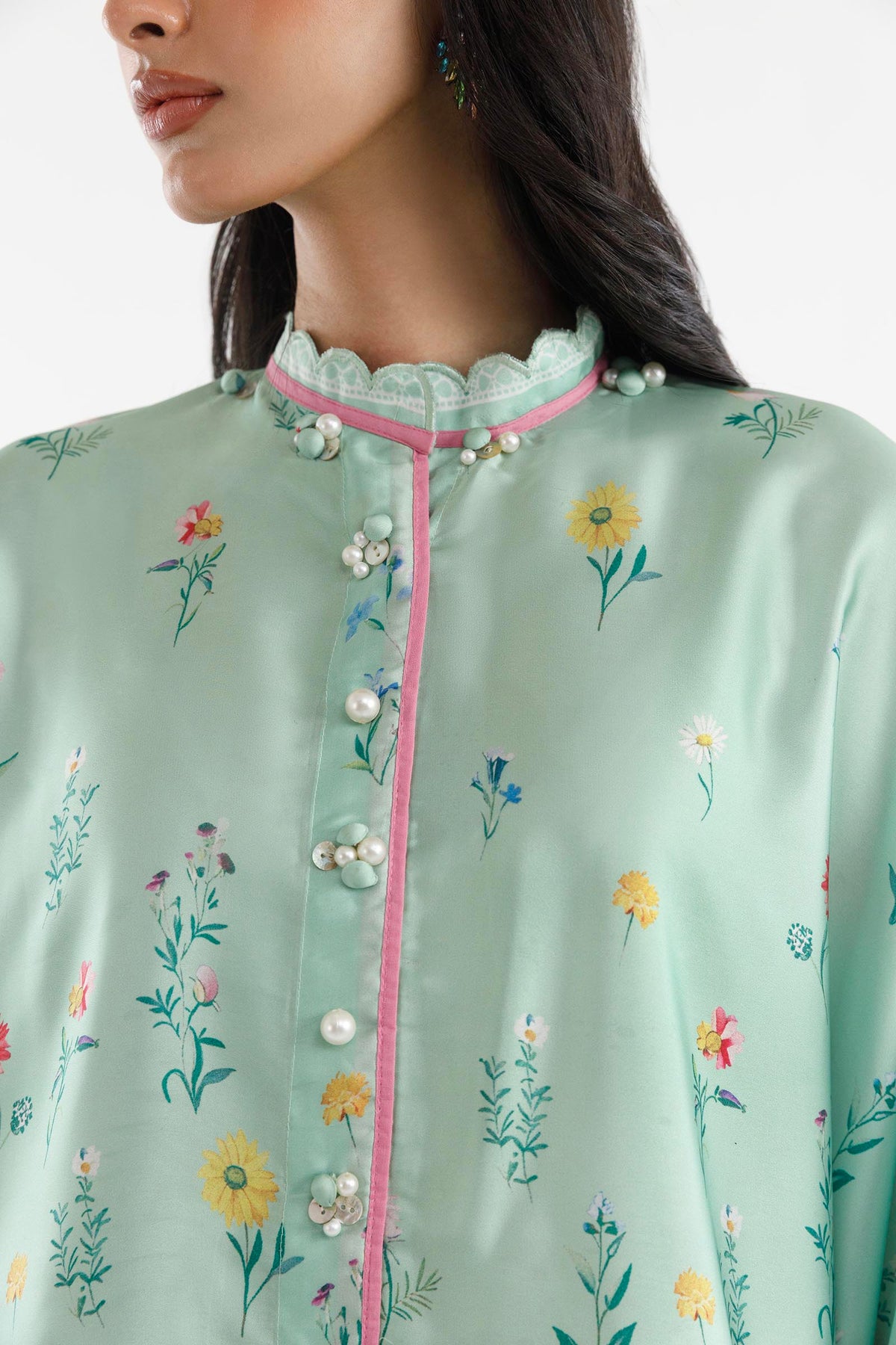 Stitched Printed Satin Shirt+ Shalwar