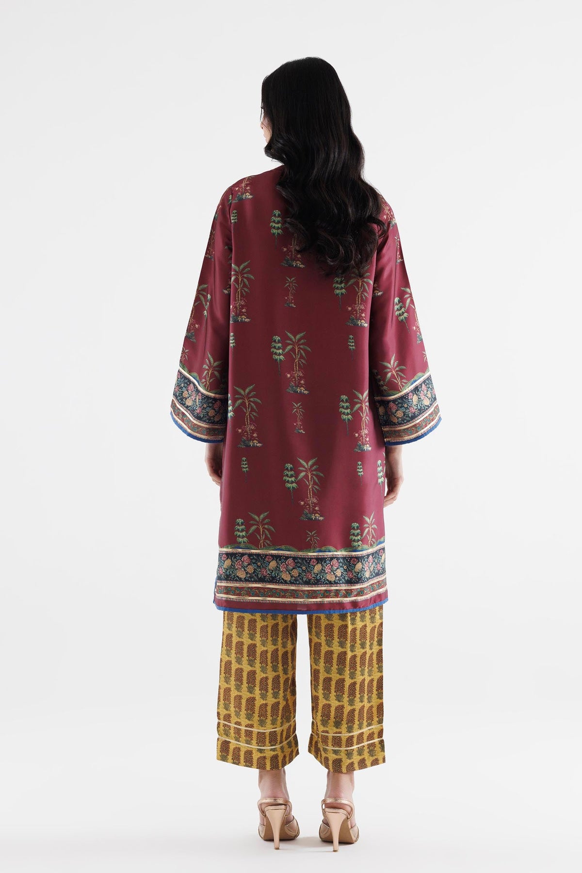 Stitched Printed Satin Shirt+ Culotte
