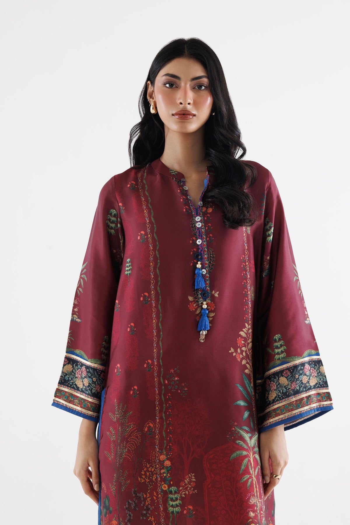 Stitched Printed Satin Shirt+ Culotte