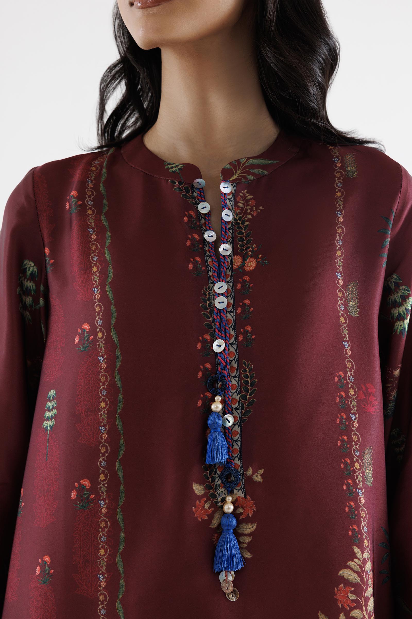 Stitched Printed Satin Shirt+ Culotte
