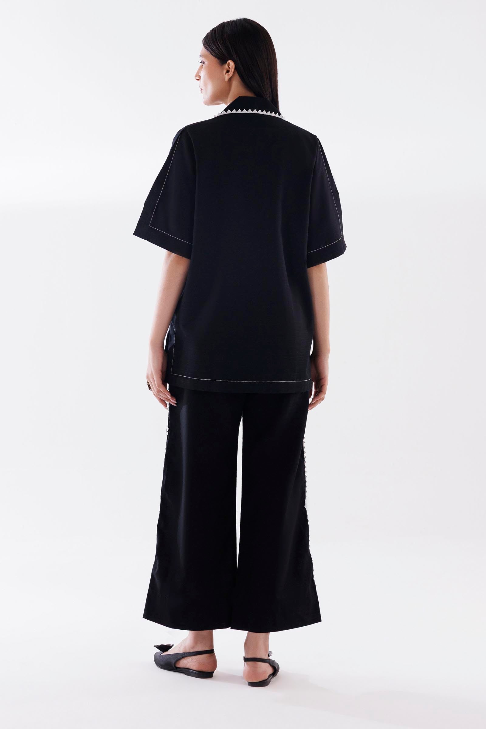 Stitched Dyed Khaddar Shirt + Culotte