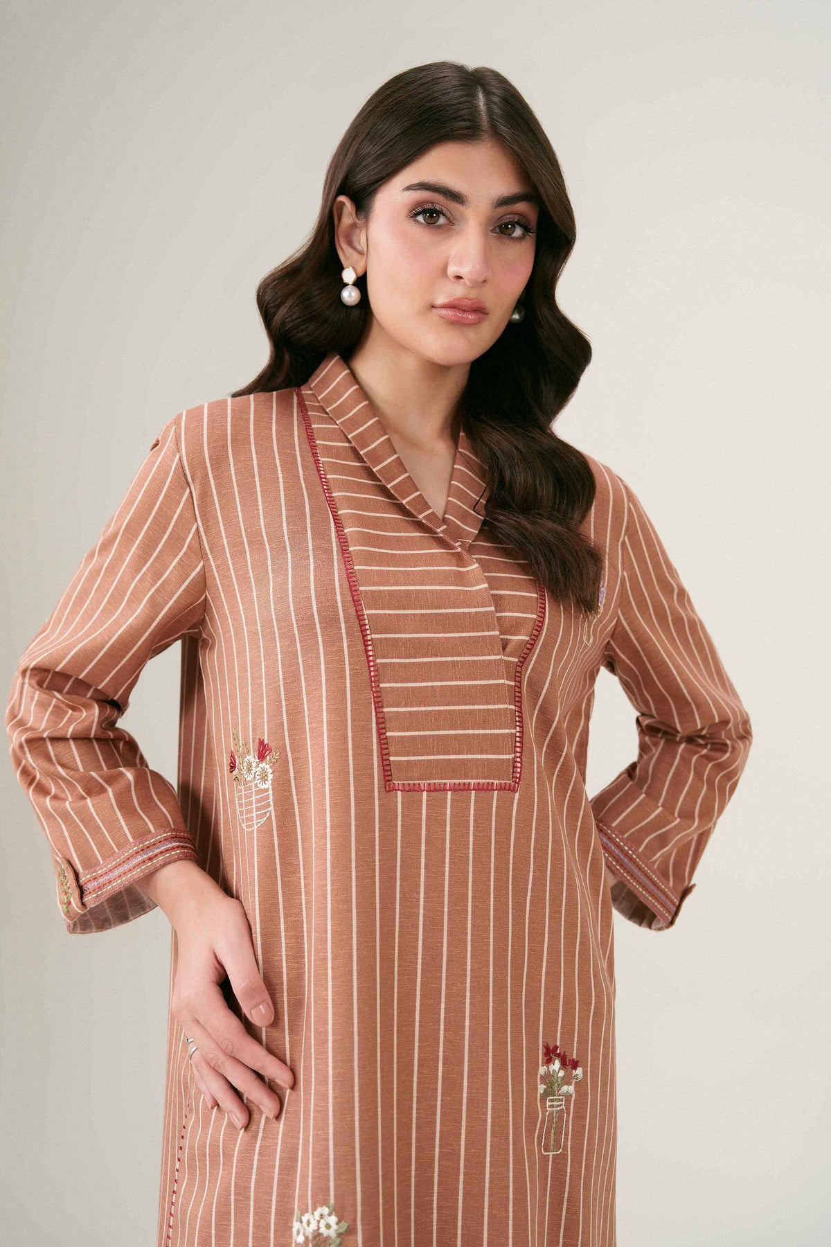 Printed Embroidered Shirt - ST1SE-PRET26WV2-16