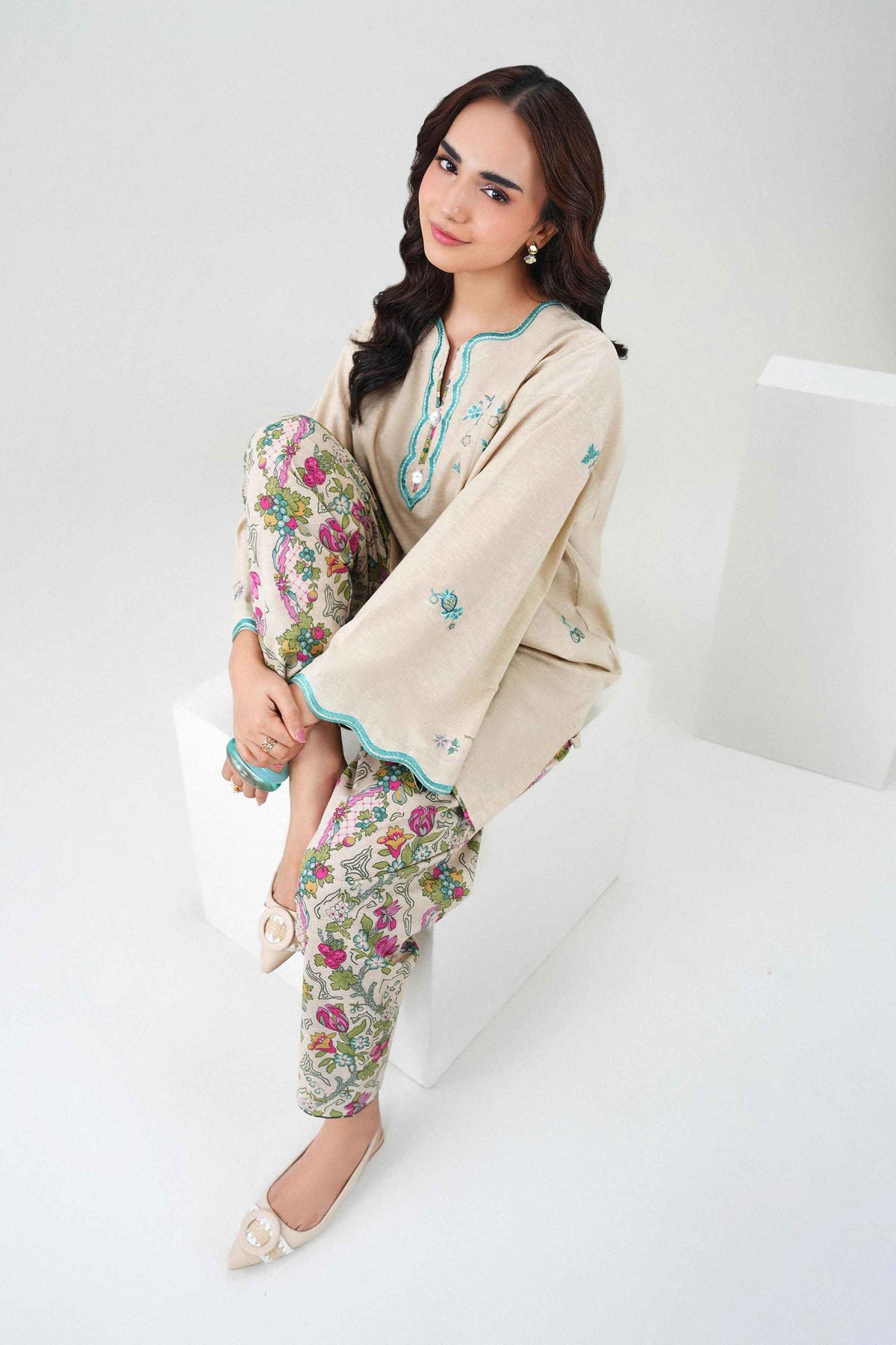 2 Piece - Printed Embroidered Suit - ST2STE-PRET26WV2-23