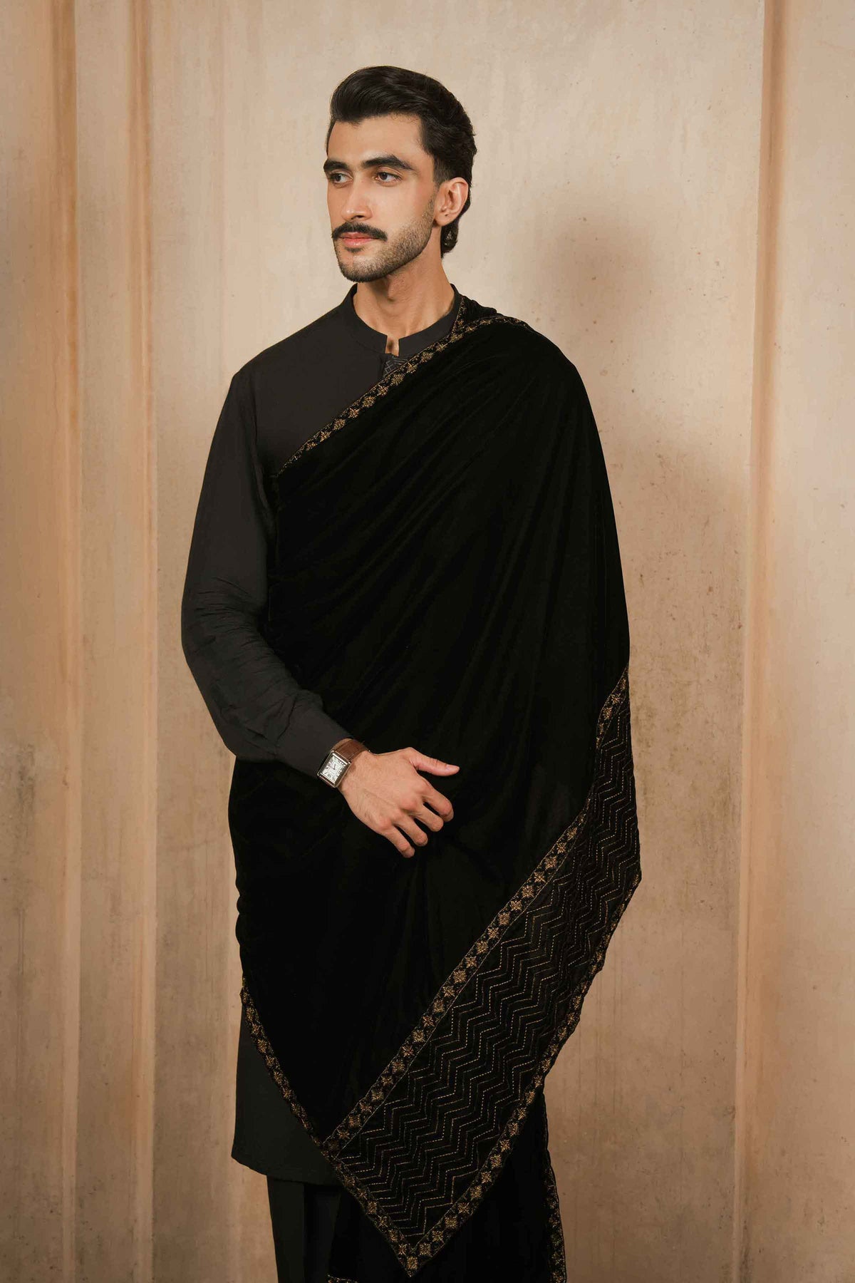 Embroidered Shawl - ST3PE-NAQ26WV1-10 A