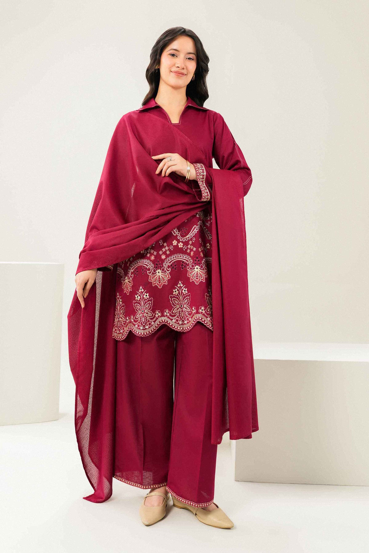 3 Piece - Embroidered Suit - ST3PE-PRET26WV1-19
