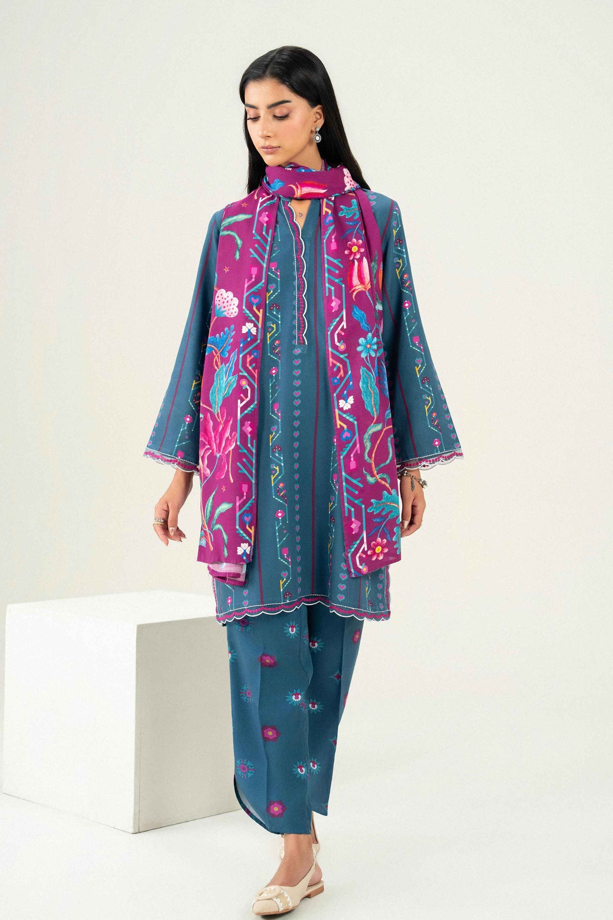 3 Piece - Printed Embroidered Suit - ST3PE-PRET26WV1-27