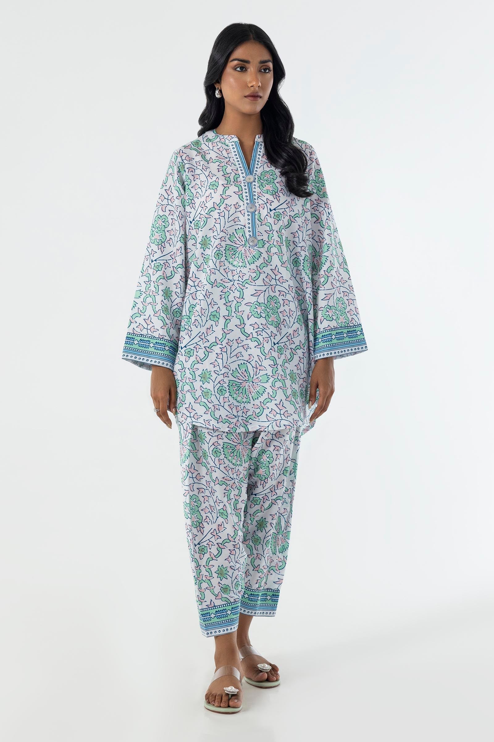 Stitched Basic Poly Cambric Shirt + Skinny Shalwar