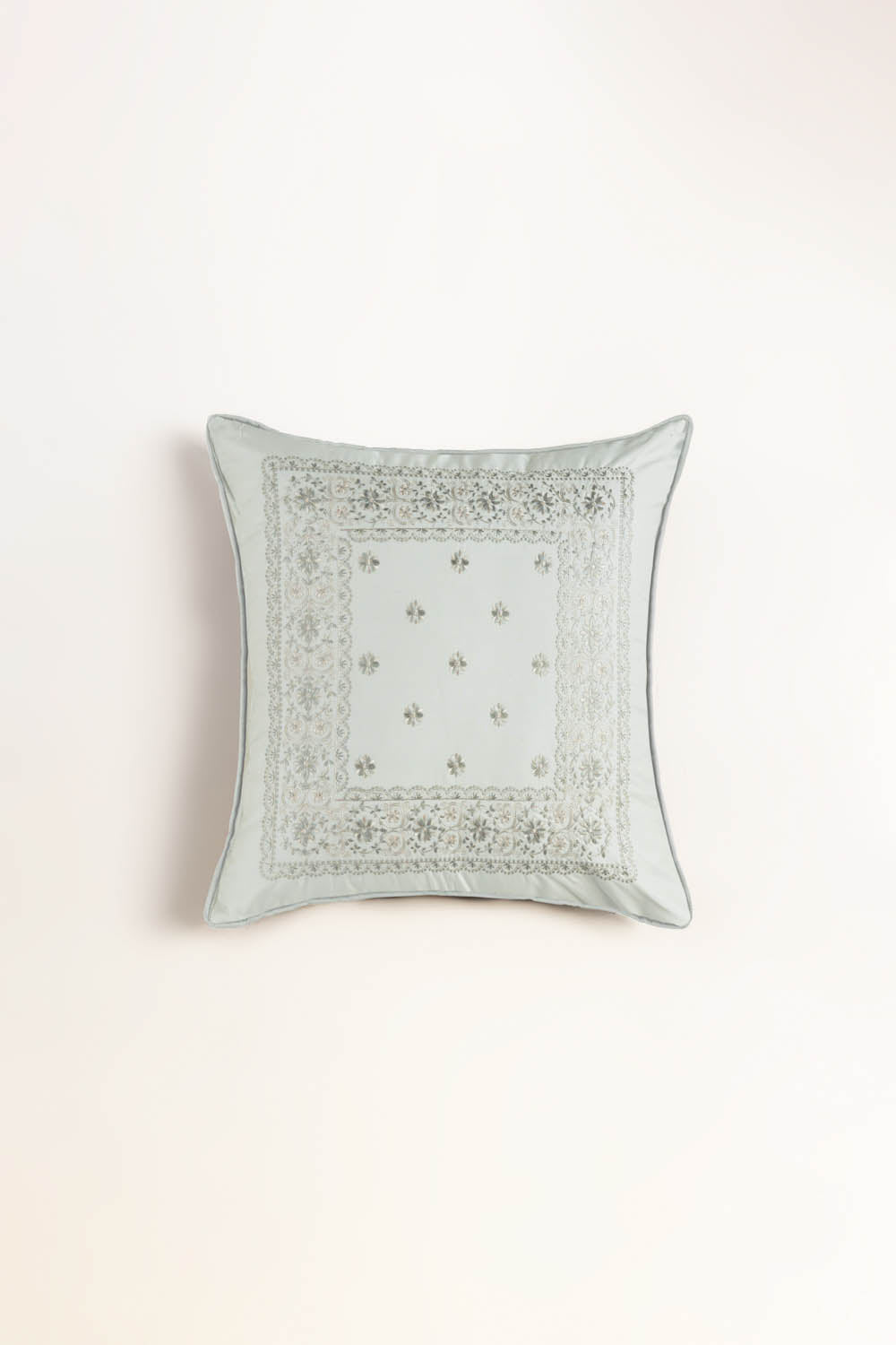 Sage Embroidery Square Cushion Cover