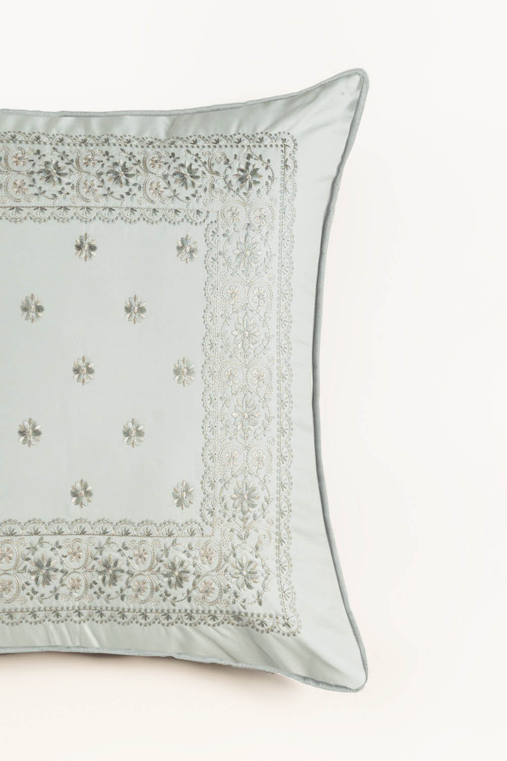 Sage Embroidery Square Cushion Cover