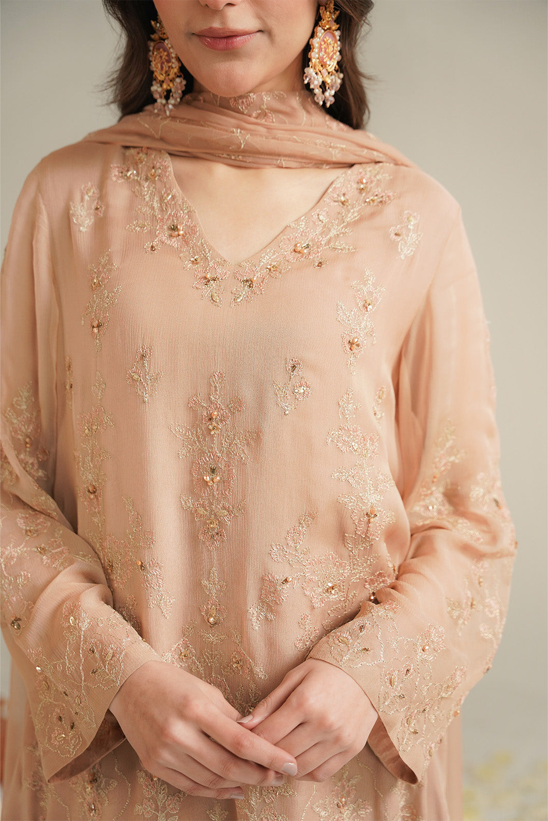 3 Piece Chiffon Embroidered Unstitched Suit (UF0036)