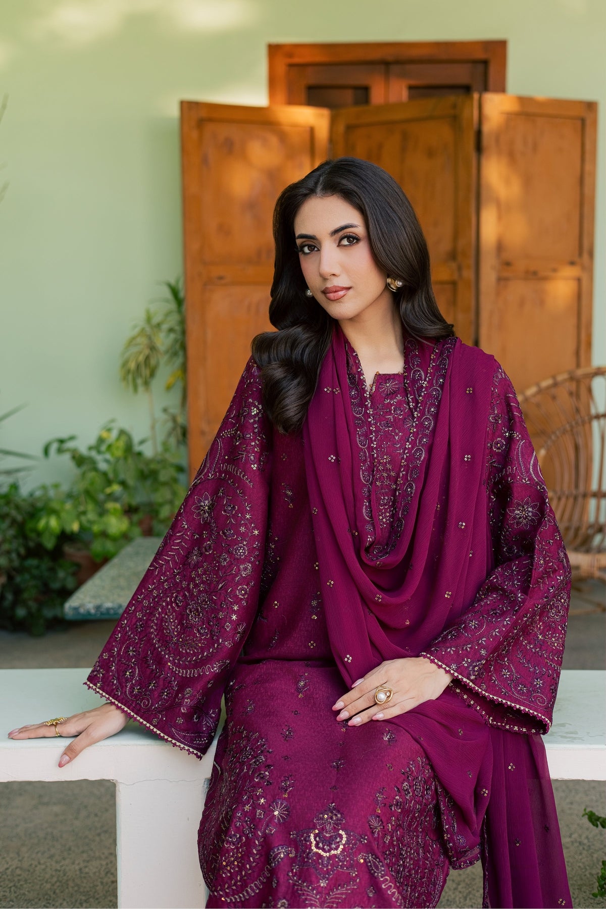 Scotland 3Pc - Embroidered Karandi Pret