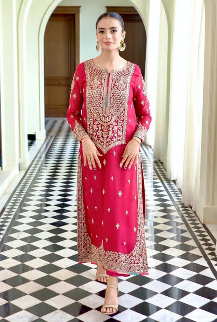 Waqar Asghar - Gul Posh - Luxury Tassle Silk Embroidered 3 Piece Unstitched