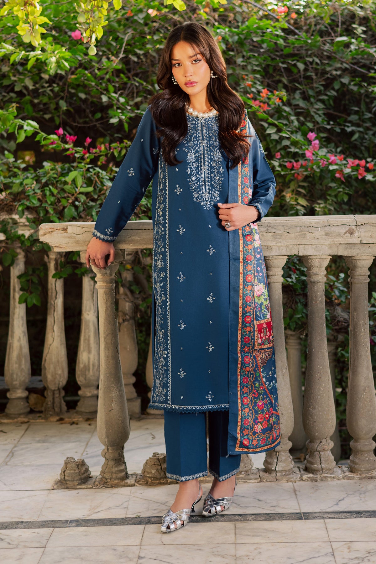 Sea Girl 3Pc - Embroidered Khaddar Dress