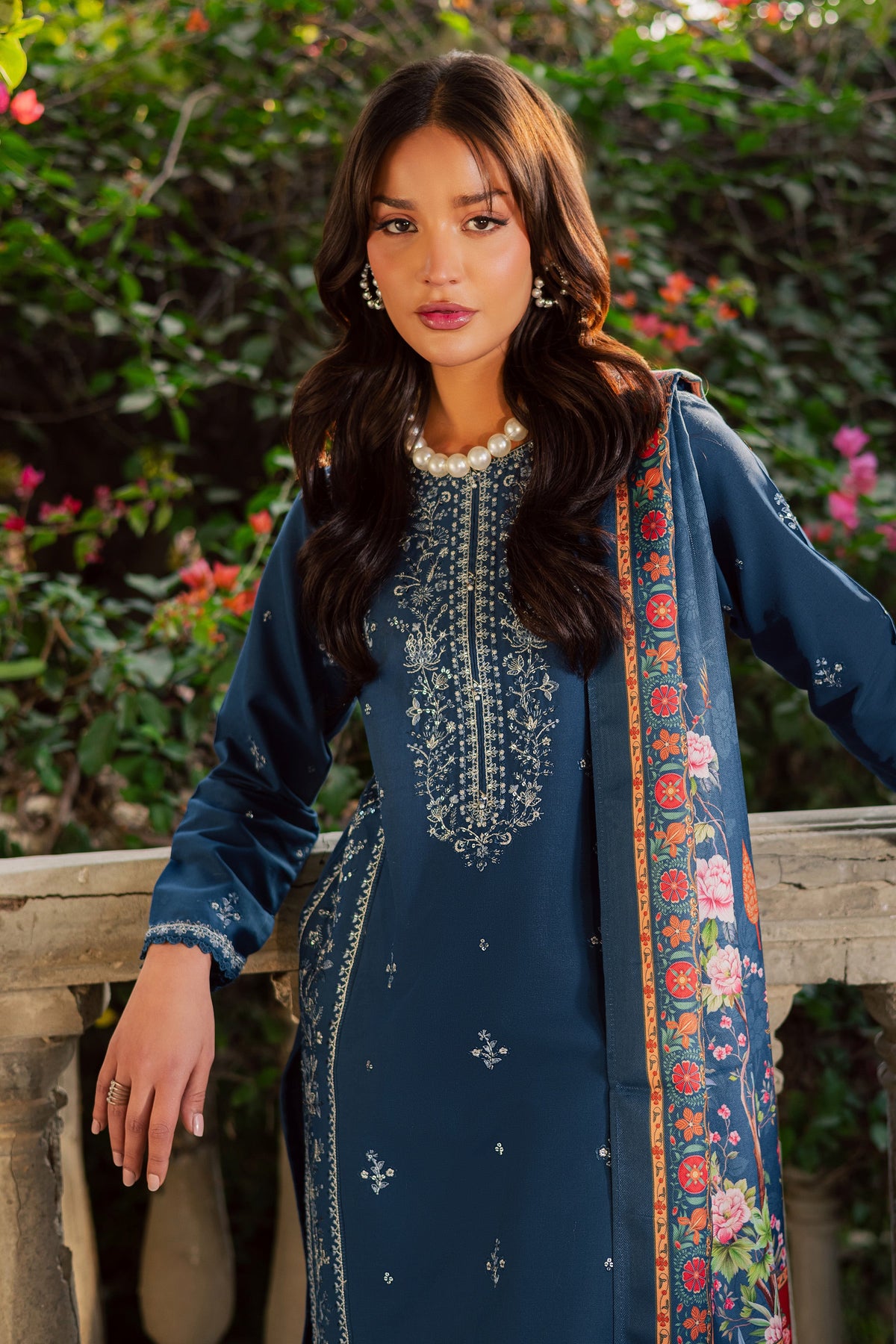 Sea Girl 3Pc - Embroidered Khaddar Dress