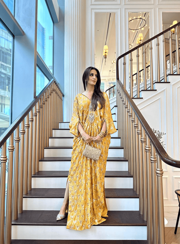 Sequinned Pleated Kaftan