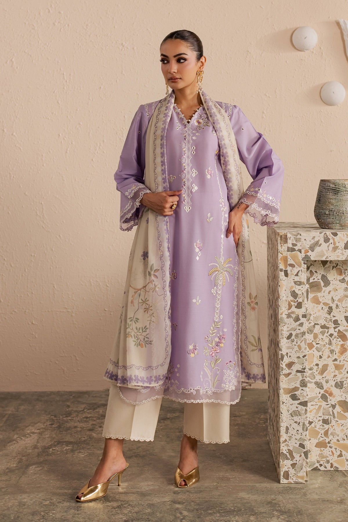 Skylie Jane 3Pc - Embroidered Lawn Dress