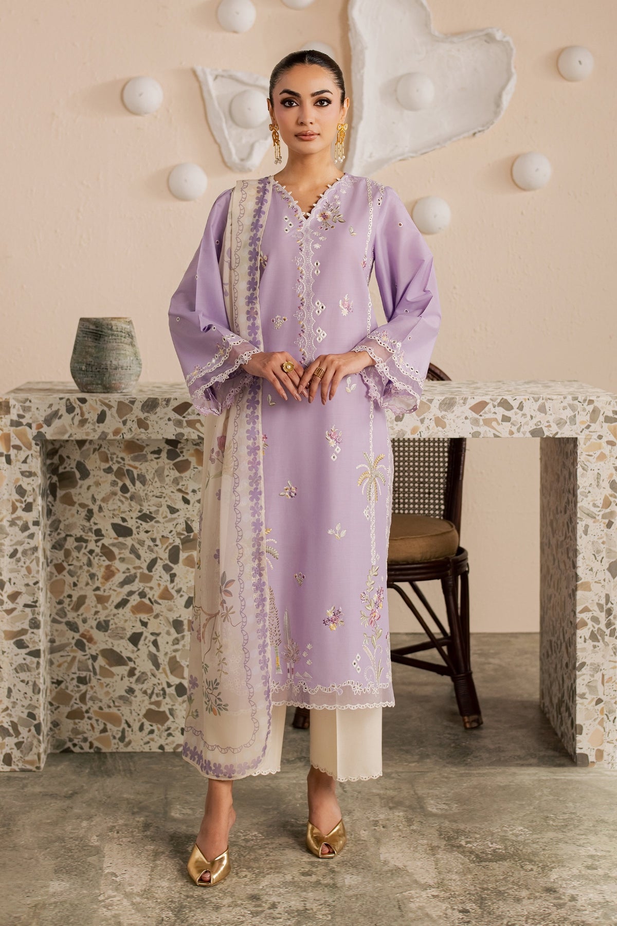 Skylie Jane 3Pc - Embroidered Lawn Dress