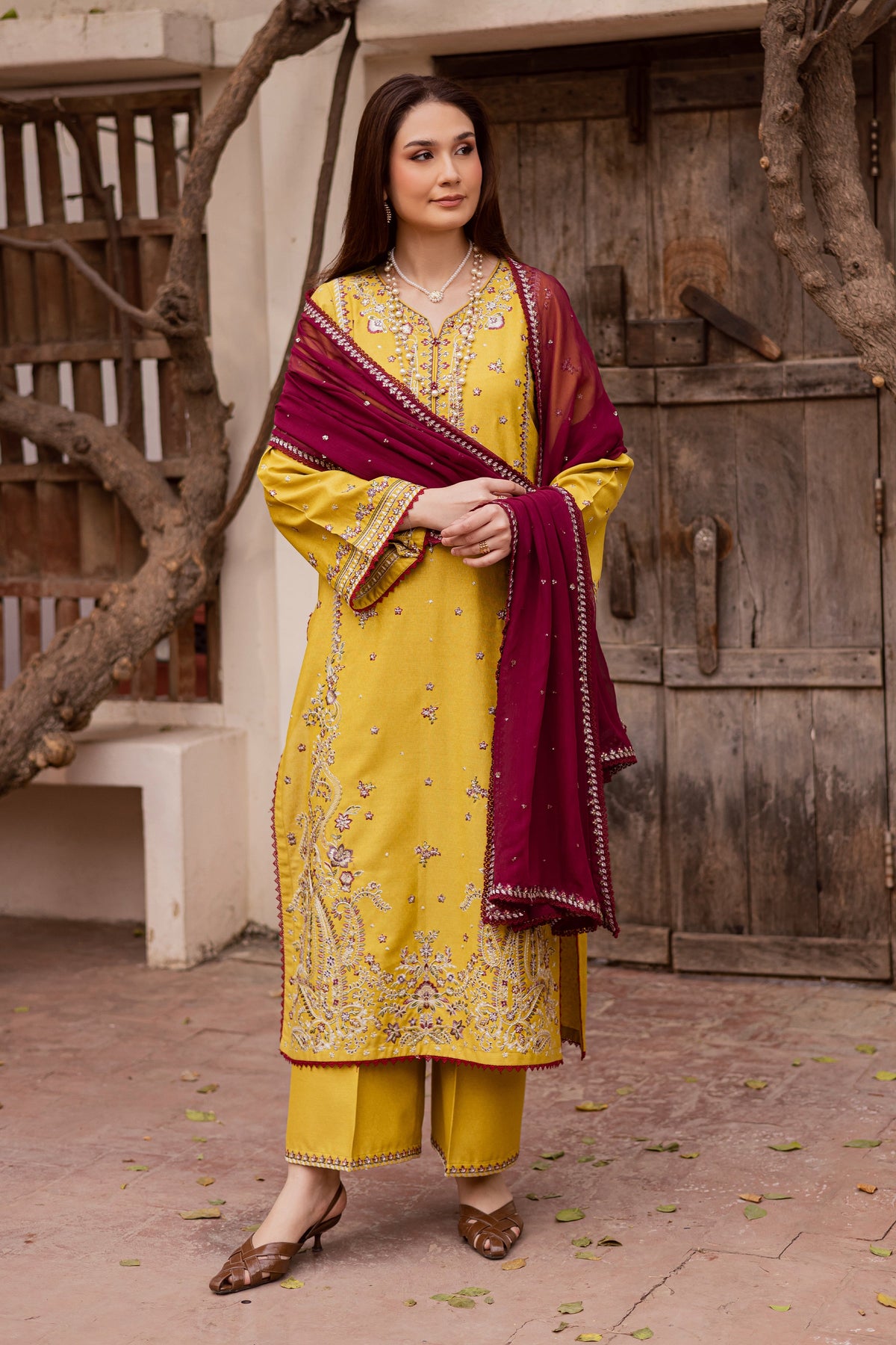 Sun Flower 3Pc - Embroidered Festive Pret