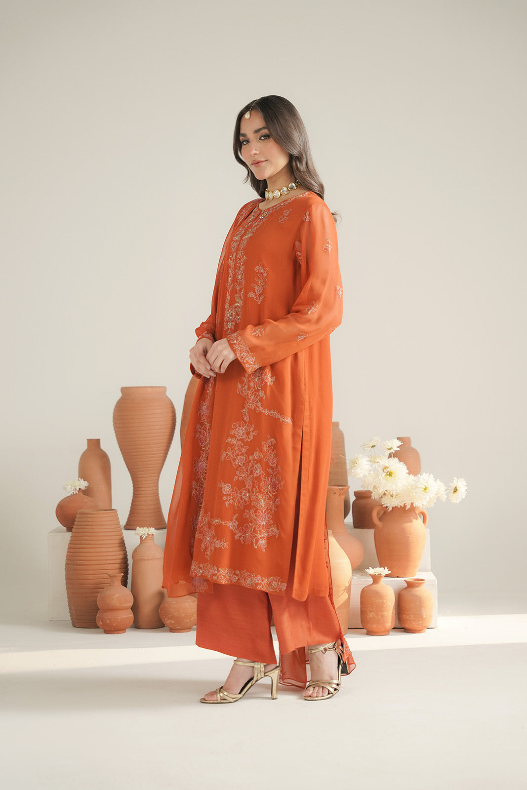 3 Piece Chiffon Embroidered Unstitched Suit (UF0030)