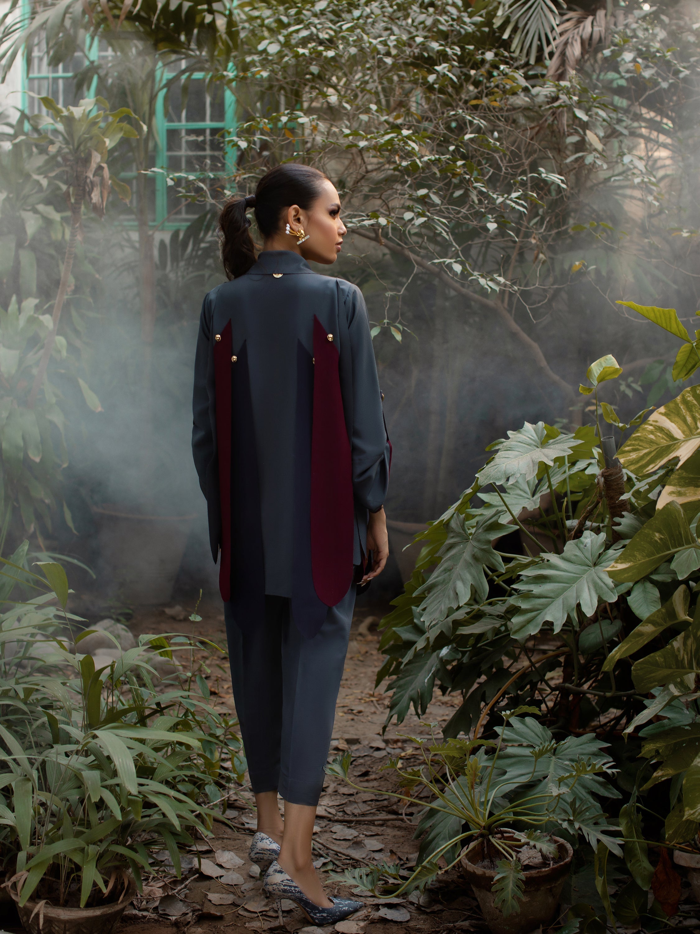Amelia - Grey, Maroon & Navy