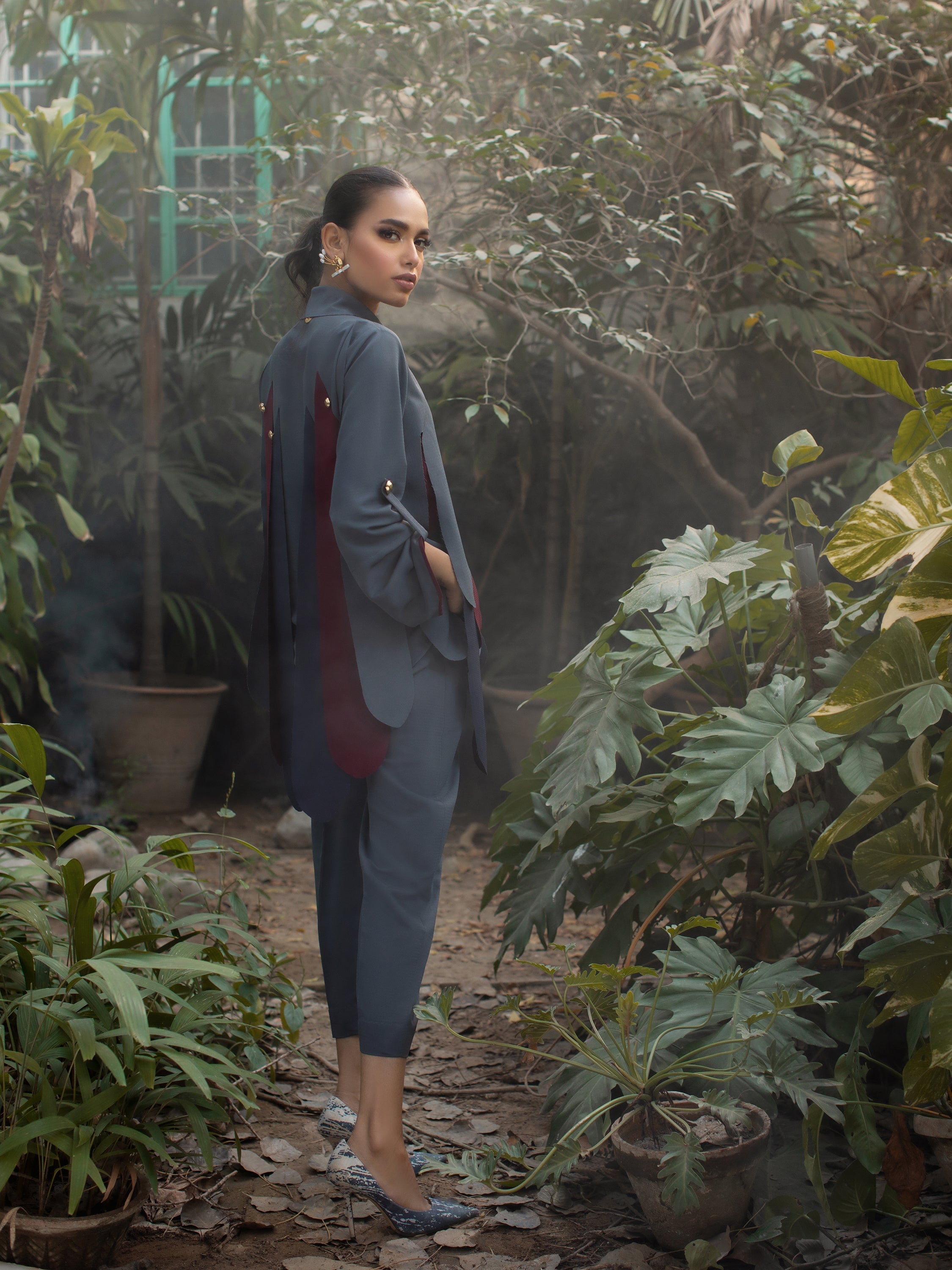 Amelia - Grey, Maroon & Navy