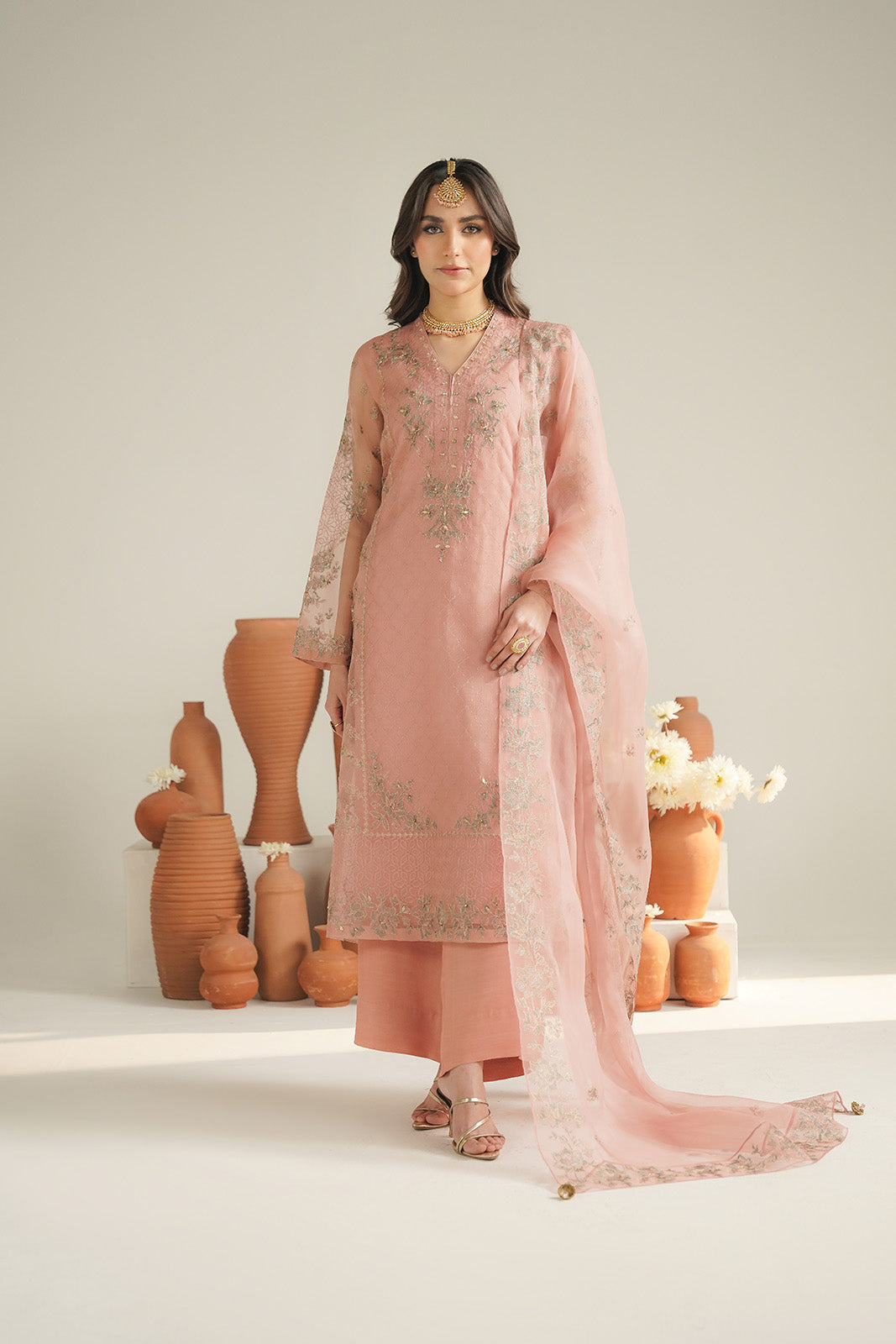 3 Piece Organza Embroidered Unstitched Suit (UF0035)