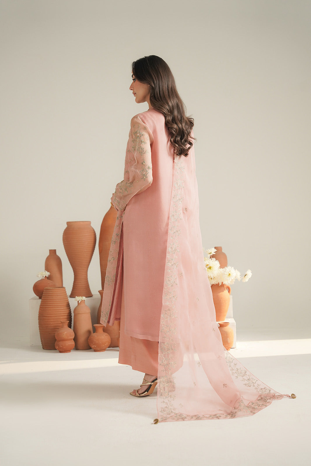3 Piece Organza Embroidered Unstitched Suit (UF0035)