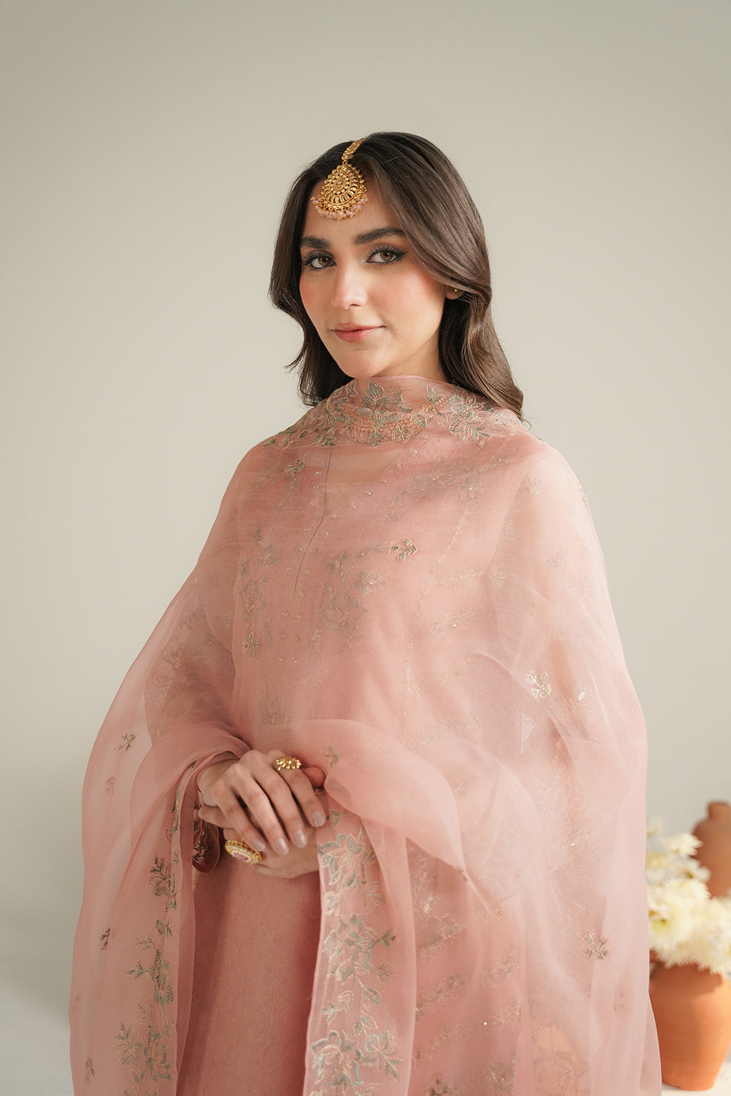 3 Piece Organza Embroidered Unstitched Suit (UF0035)