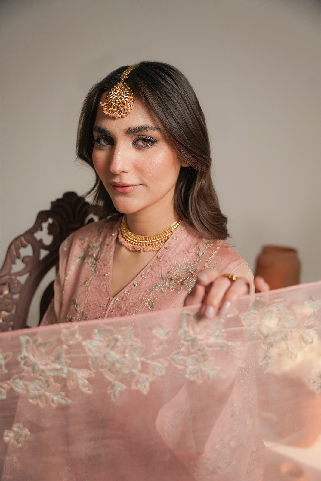 3 Piece Organza Embroidered Unstitched Suit (UF0035)