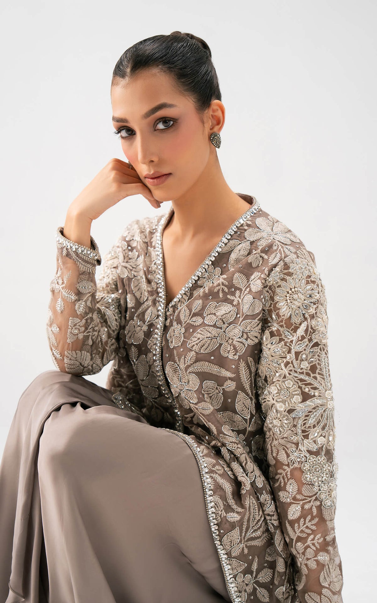 Taupe Bloom Drape Set