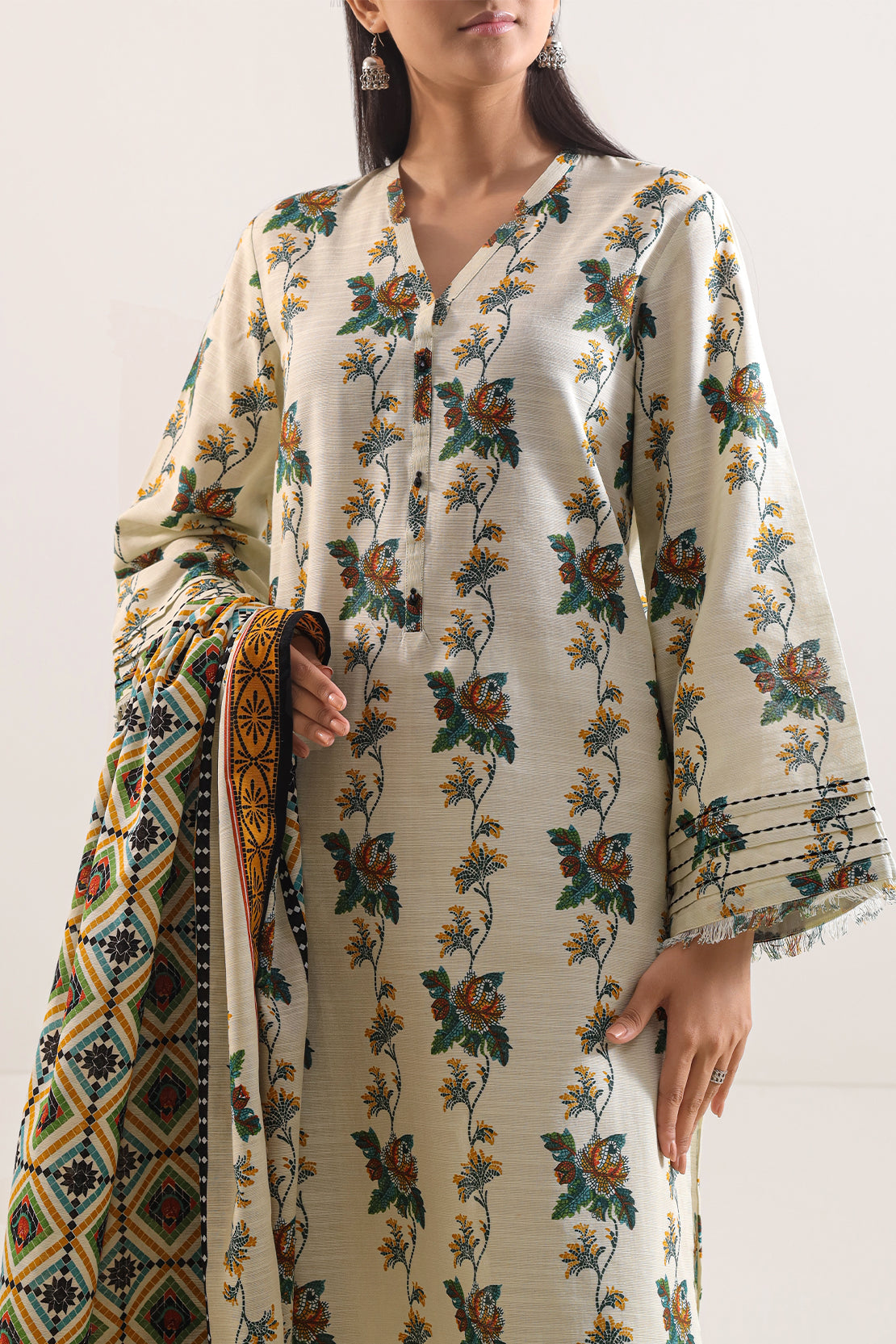 Unstitched Printed Cotton Khaddar 3 Piece114105