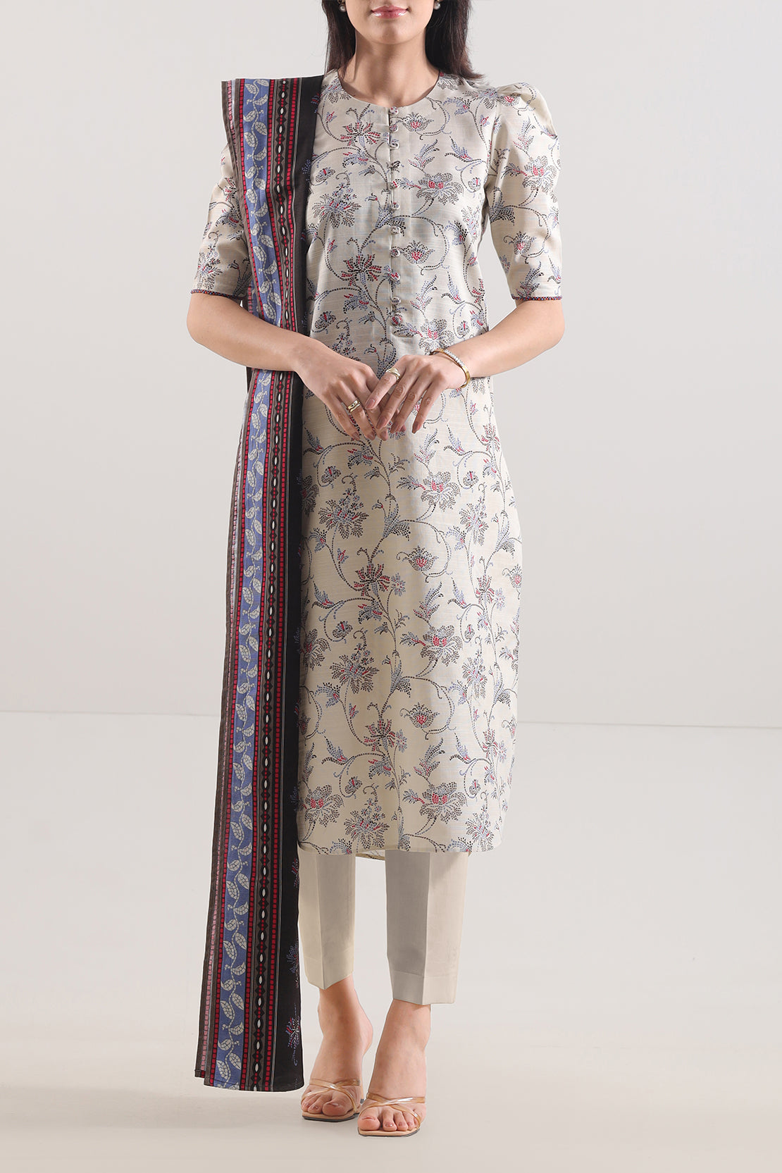 Unstitched Printed Cotton Khaddar 3 Piece114075