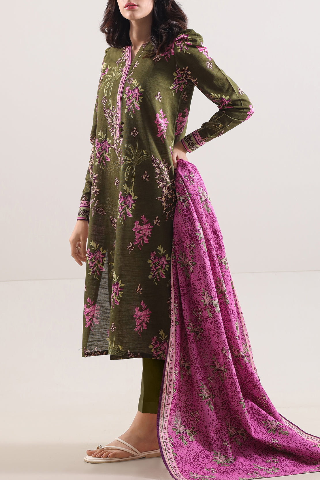 Unstitched Printed Cotton Khaddar 3 Piece114077