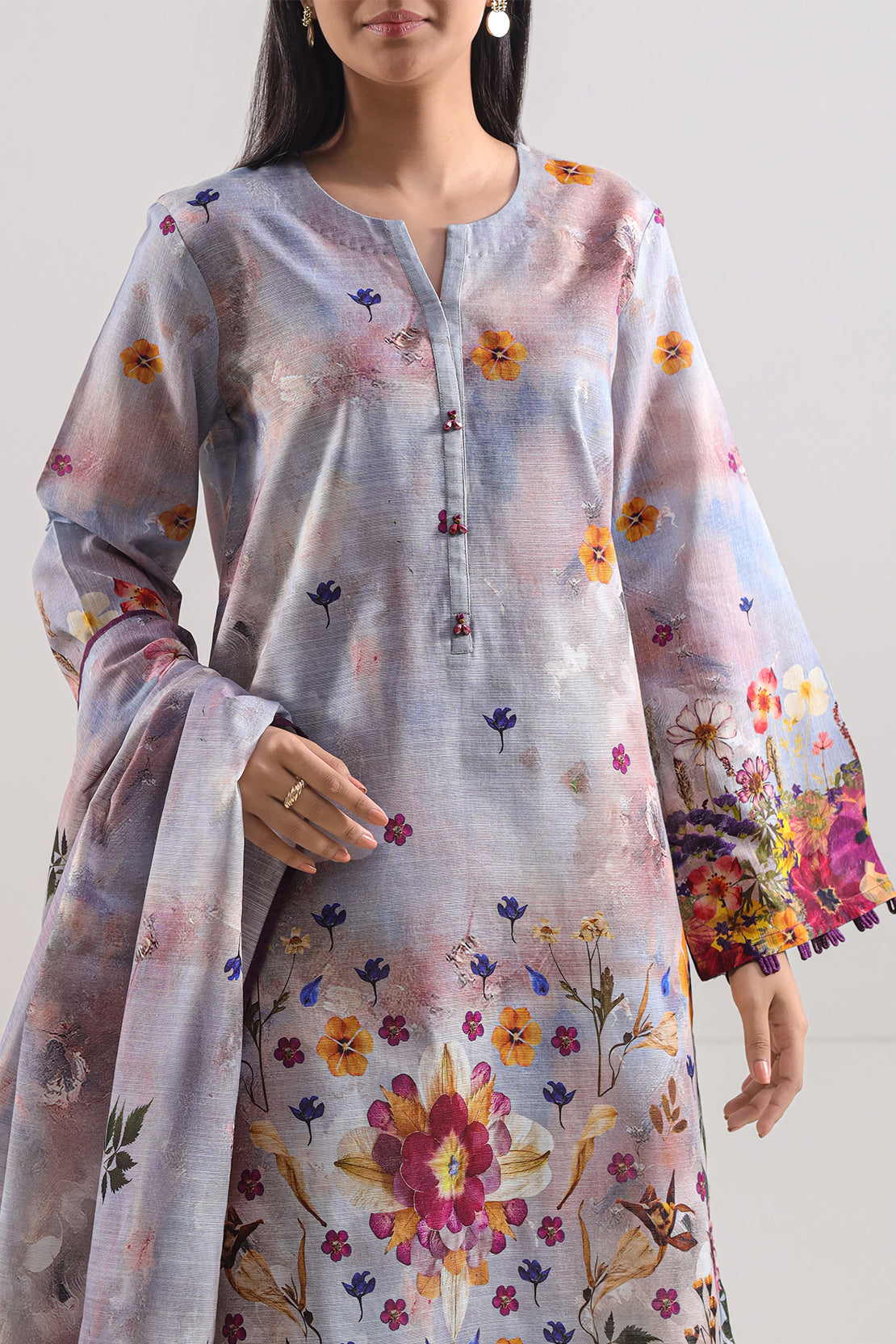 Unstitched Printed Cotton Khaddar 3 Piece114095