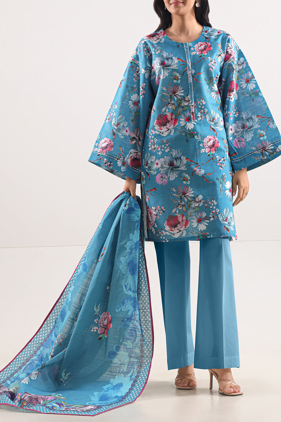 Unstitched Printed Cotton Khaddar 3 Piece114098