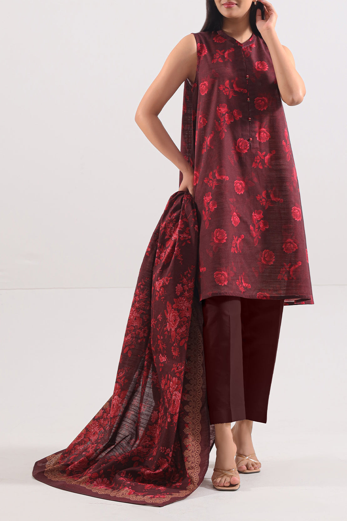 Unstitched Printed Warm Khaddar 3 Piece114088