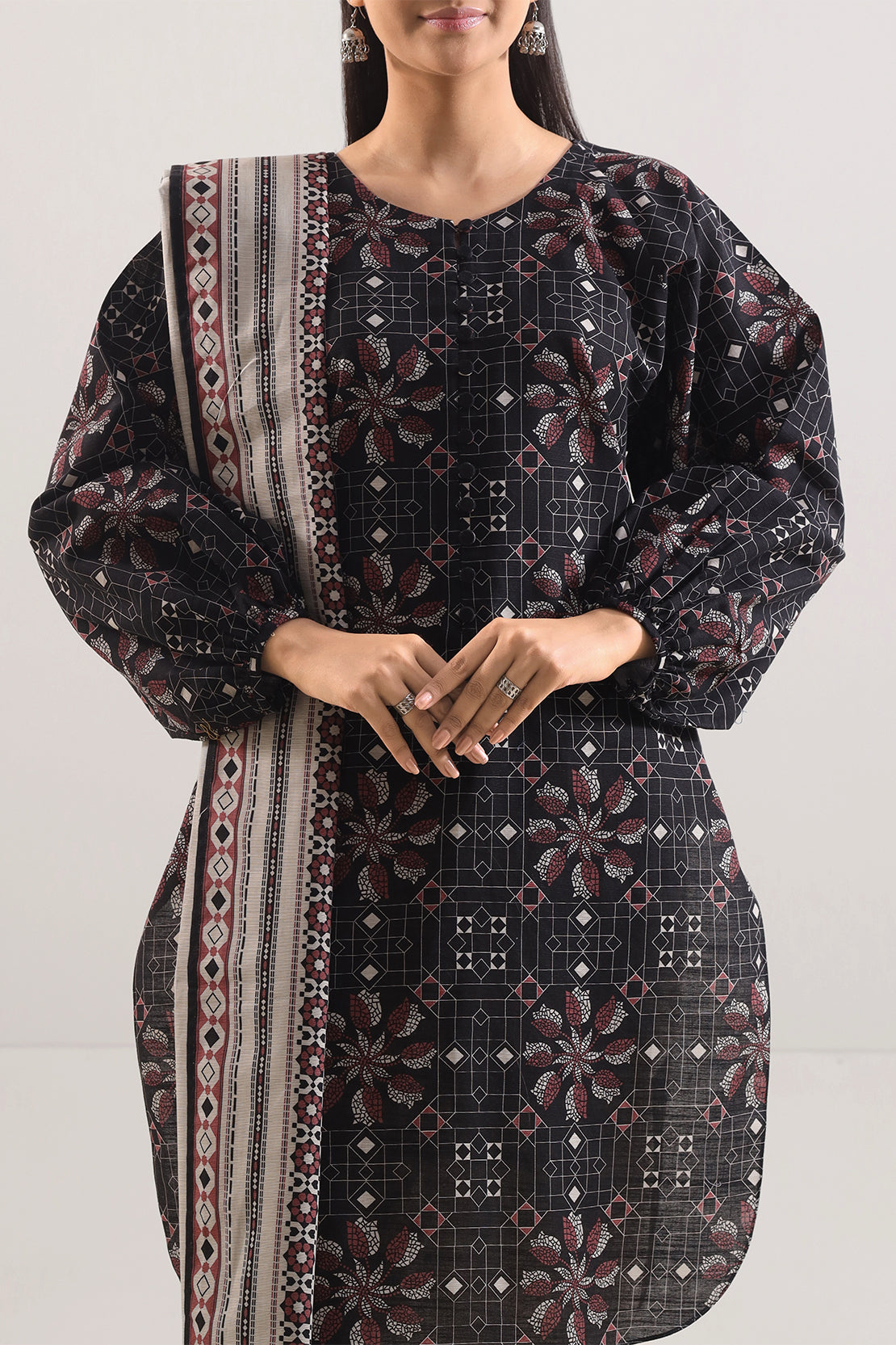 Unstitched Printed Cotton Khaddar 3 Piece117044