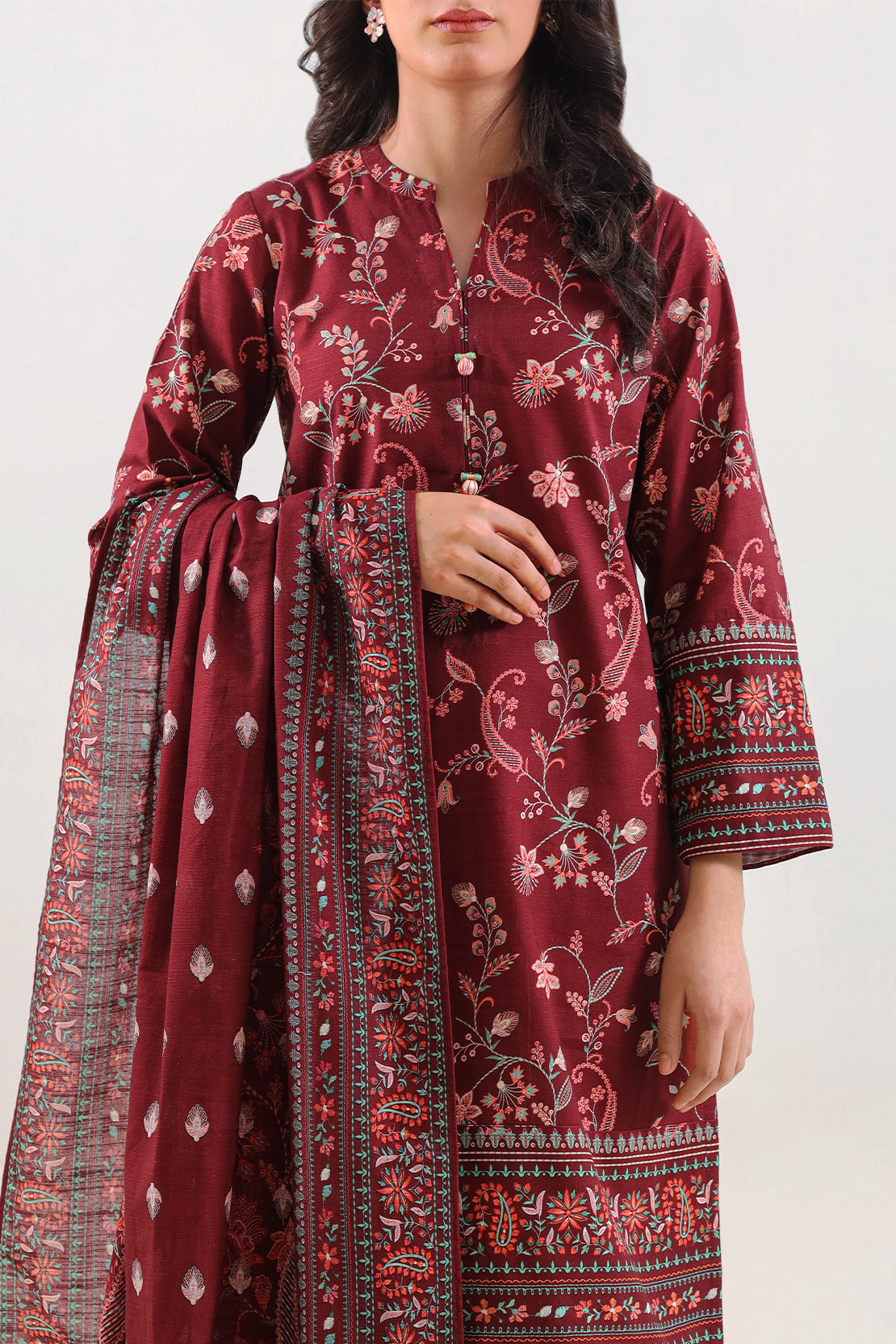 Unstitched Printed Cotton Khaddar 3 Piece125814