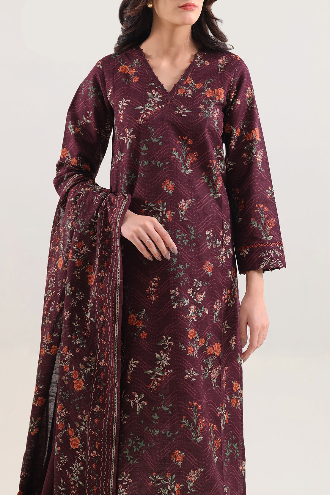 Unstitched Printed Warm Khaddar 3 Piece129804