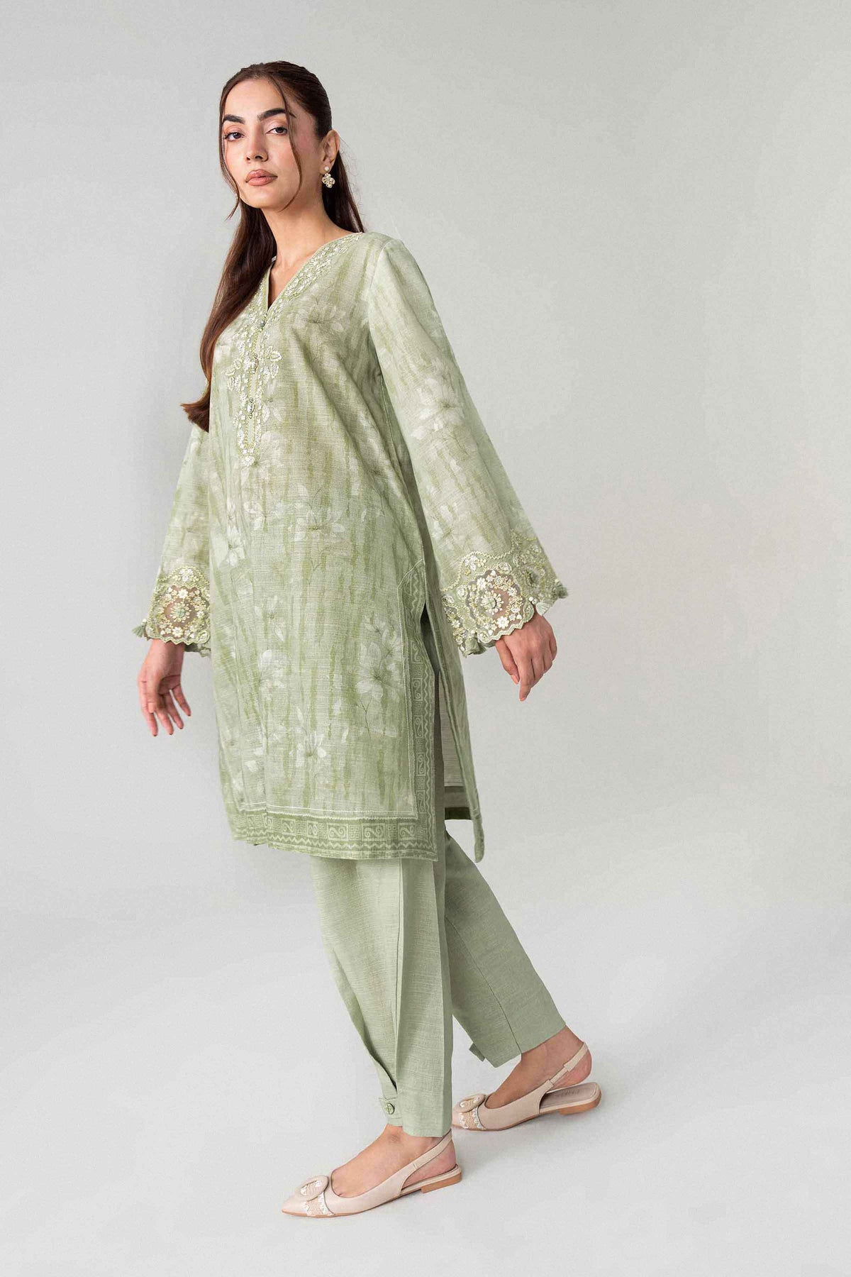 2 Piece - Printed Embroidered Suit - U2STE-NISHA26WV1-2