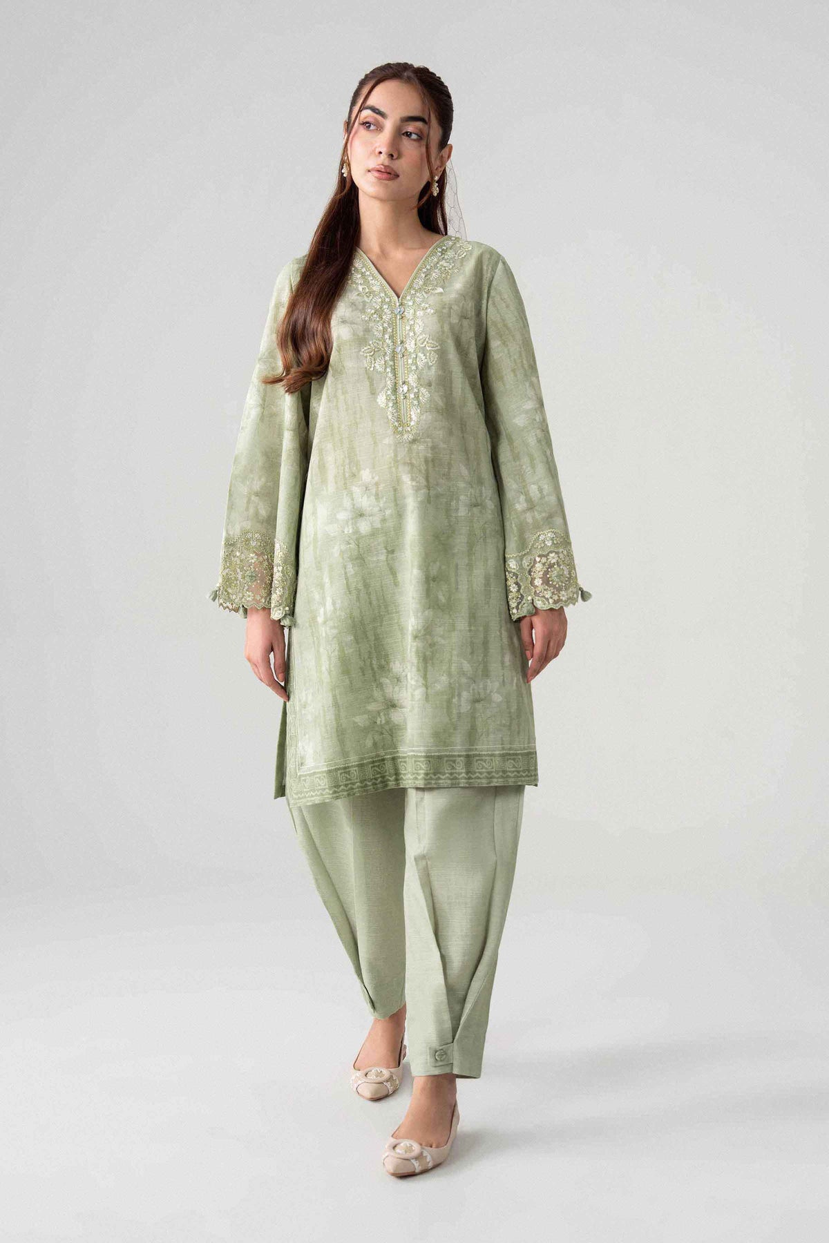 2 Piece - Printed Embroidered Suit - U2STE-NISHA26WV1-2