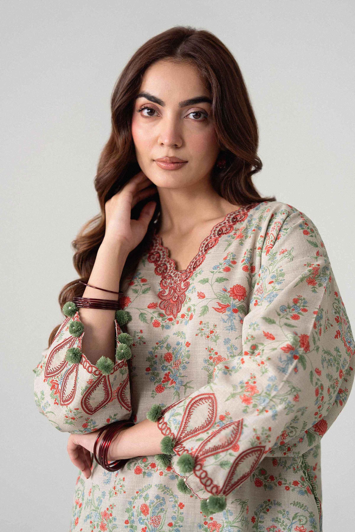 2 Piece - Printed Embroidered Suit - U2STE-NISHA26WV1-25