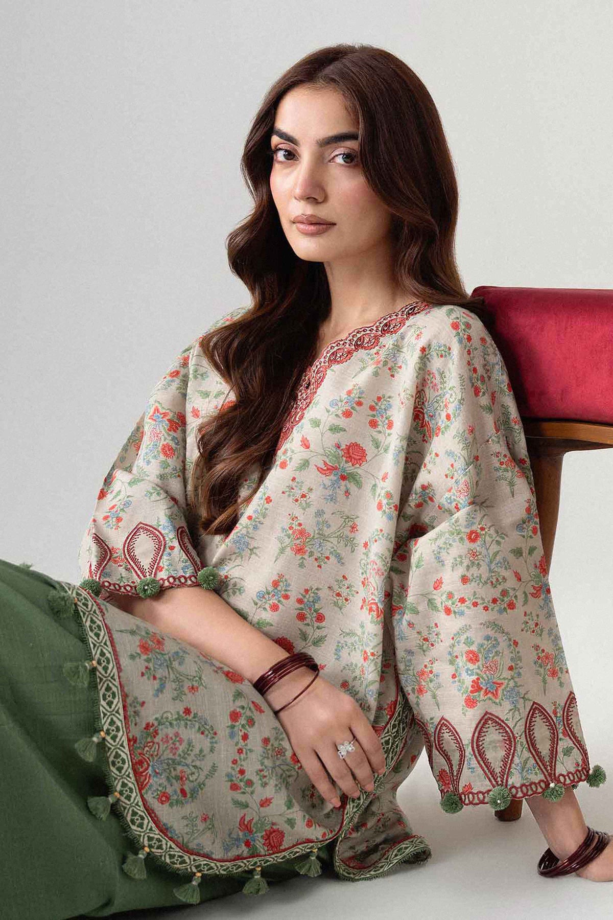 2 Piece - Printed Embroidered Suit - U2STE-NISHA26WV1-25
