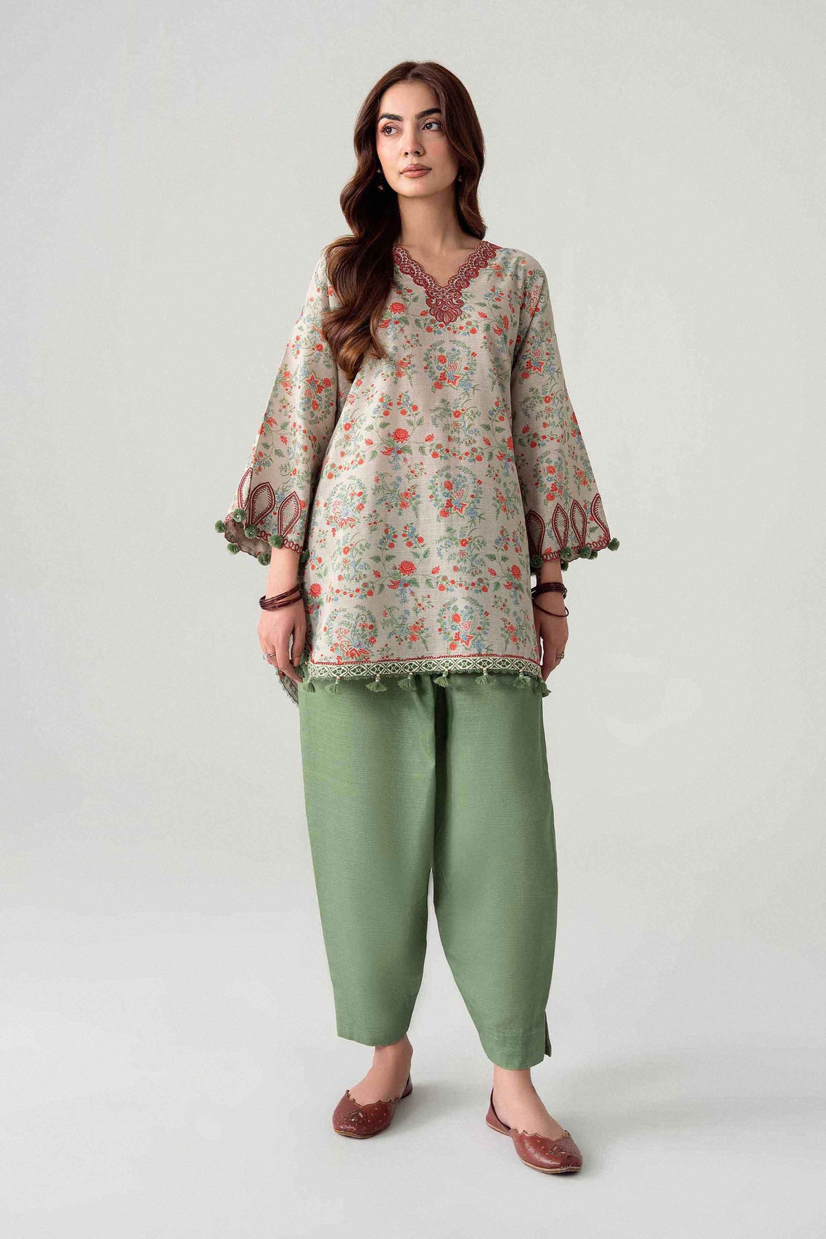 2 Piece - Printed Embroidered Suit - U2STE-NISHA26WV1-25