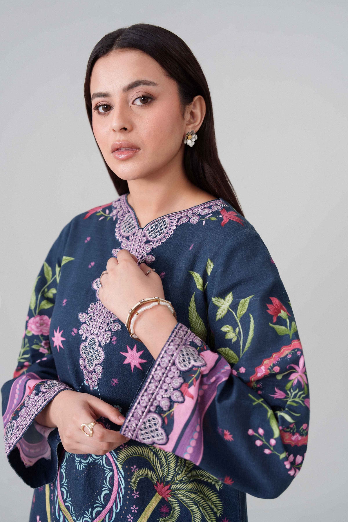 2 Piece - Digital Printed Embroidered Suit - U2STE-NISHA26WV1-31