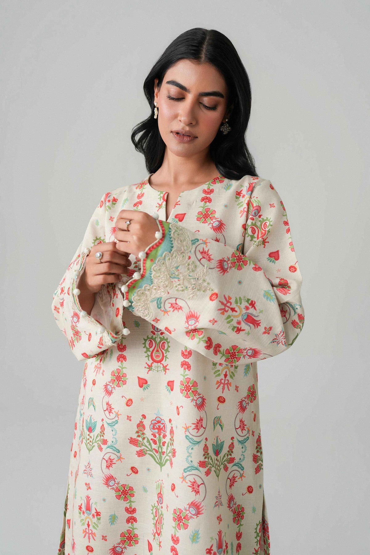 2 Piece - Digital Printed Embroidered Suit - U2STE-NISHA26WV1-34
