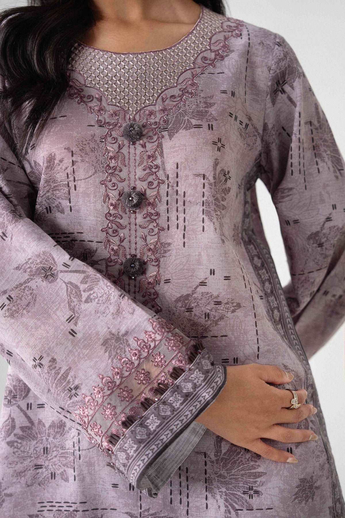 2 Piece - Printed Embroidered Suit - U2STE-NISHA26WV1-4