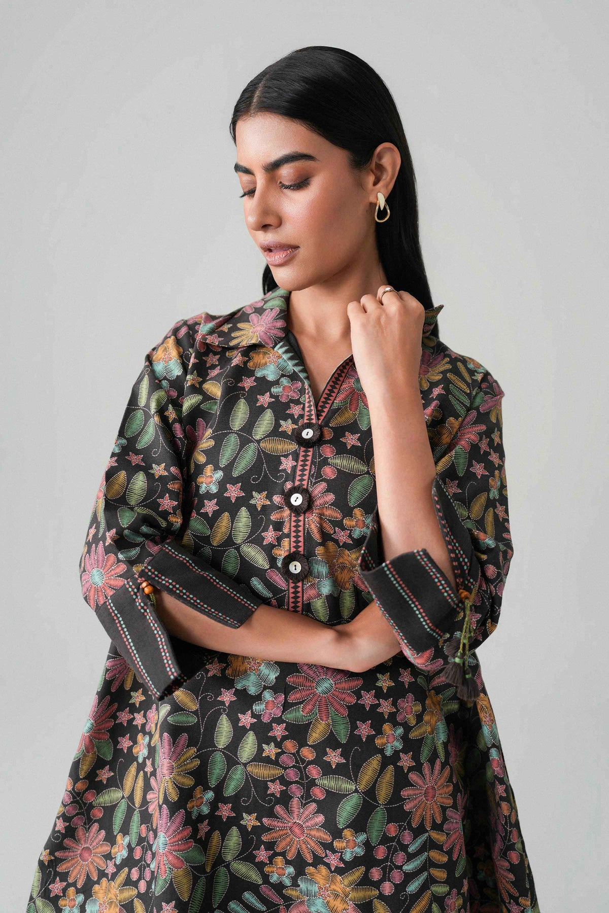 2 Piece - Printed Embroidered Suit - U2STE-NISHA26WV1-43